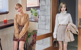 Diện áo len cùng chân váy
